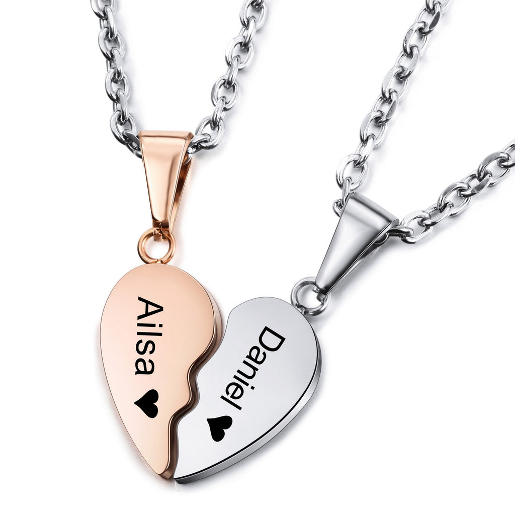 Personalized Heart Lovers Pendant Necklace-JUUR Personalized Jewelry