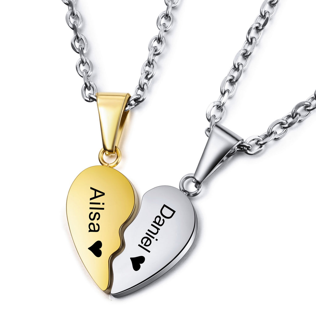 Personalized Heart Lovers Pendant Necklace-JUUR Personalized Jewelry