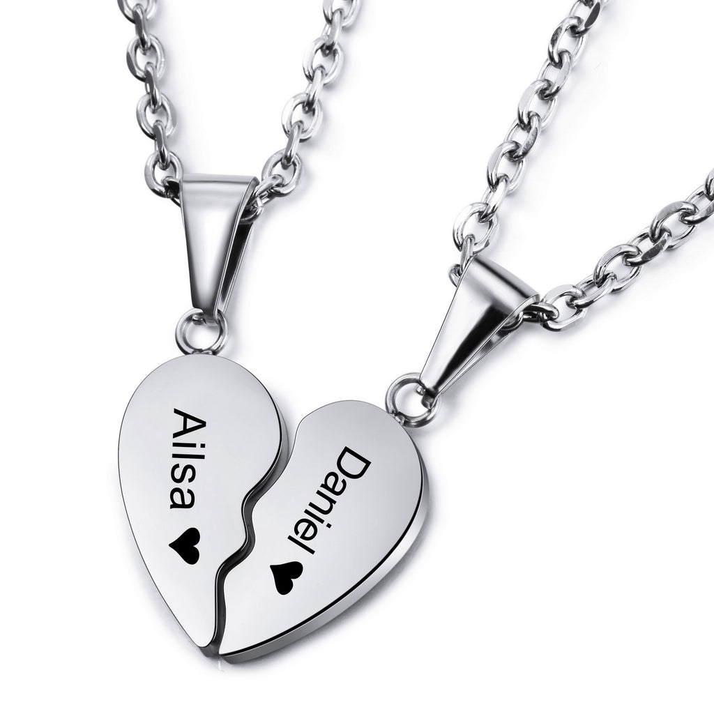 Personalized Heart Lovers Pendant Necklace-JUUR Personalized Jewelry