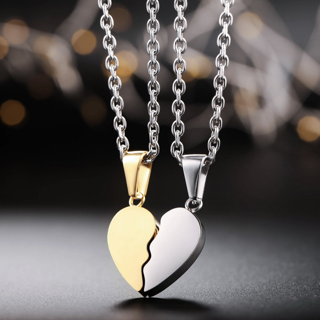 Personalized Heart Lovers Pendant Necklace-JUUR Personalized Jewelry