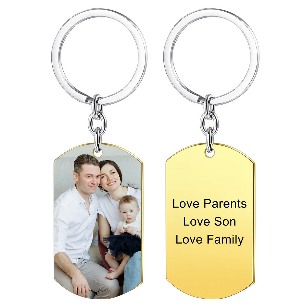 Custom Photo Dog Tag Key Chain in Stainless Steel-JUUR Personalized Jewelry