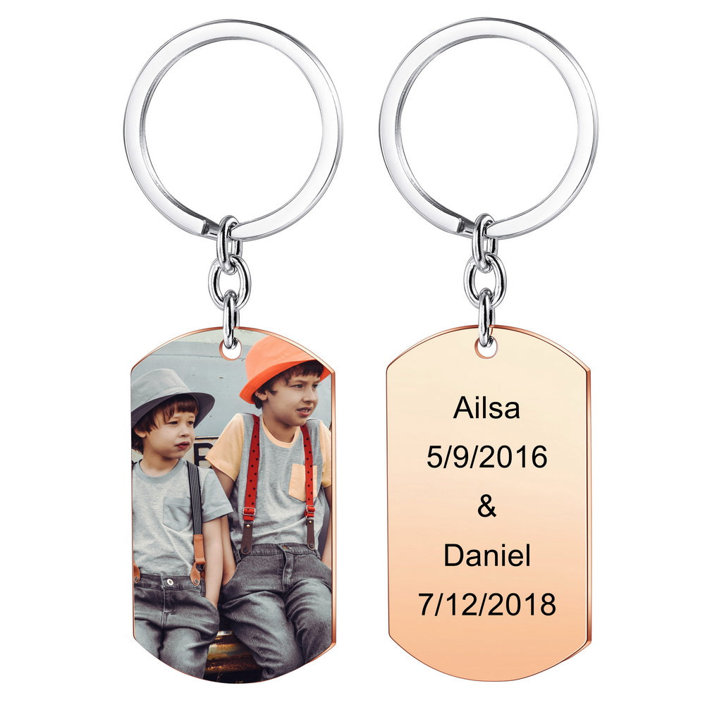 Custom Photo Dog Tag Key Chain in Stainless Steel-JUUR Personalized Jewelry