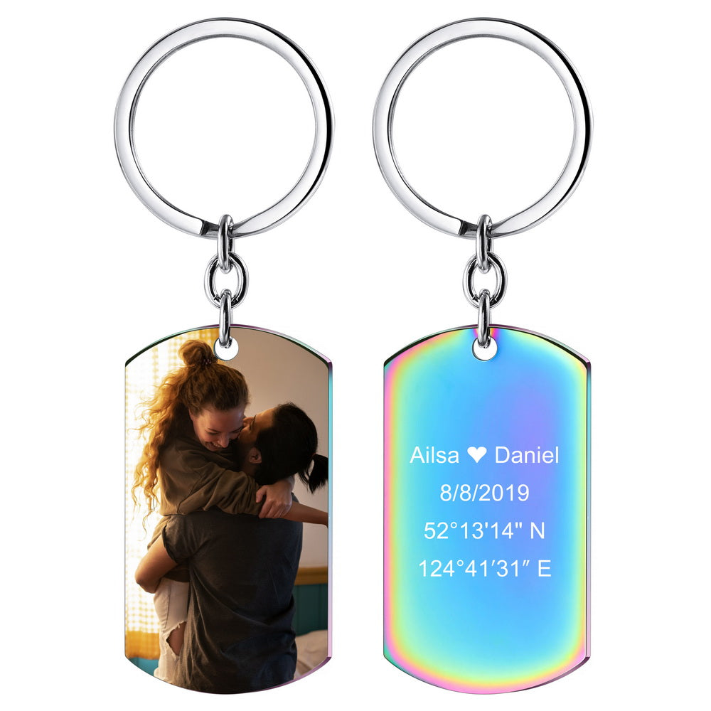 Custom Photo Dog Tag Key Chain in Stainless Steel-JUUR Personalized Jewelry