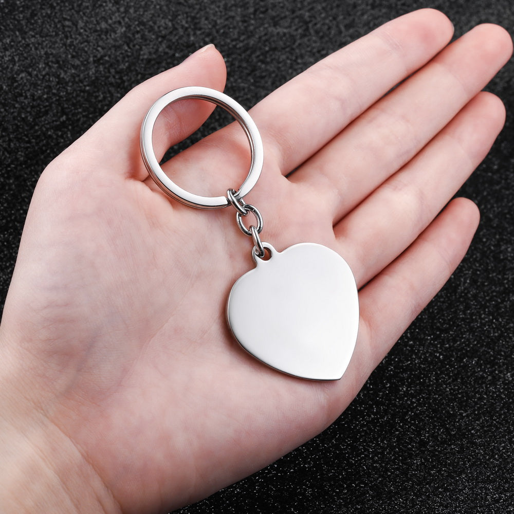 Custom Photo Heart Tag Key Chain in Stainless Steel-JUUR Personalized Jewelry