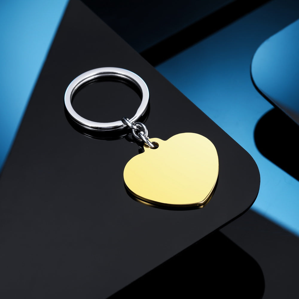 Custom Photo Heart Tag Key Chain in Stainless Steel-JUUR Personalized Jewelry