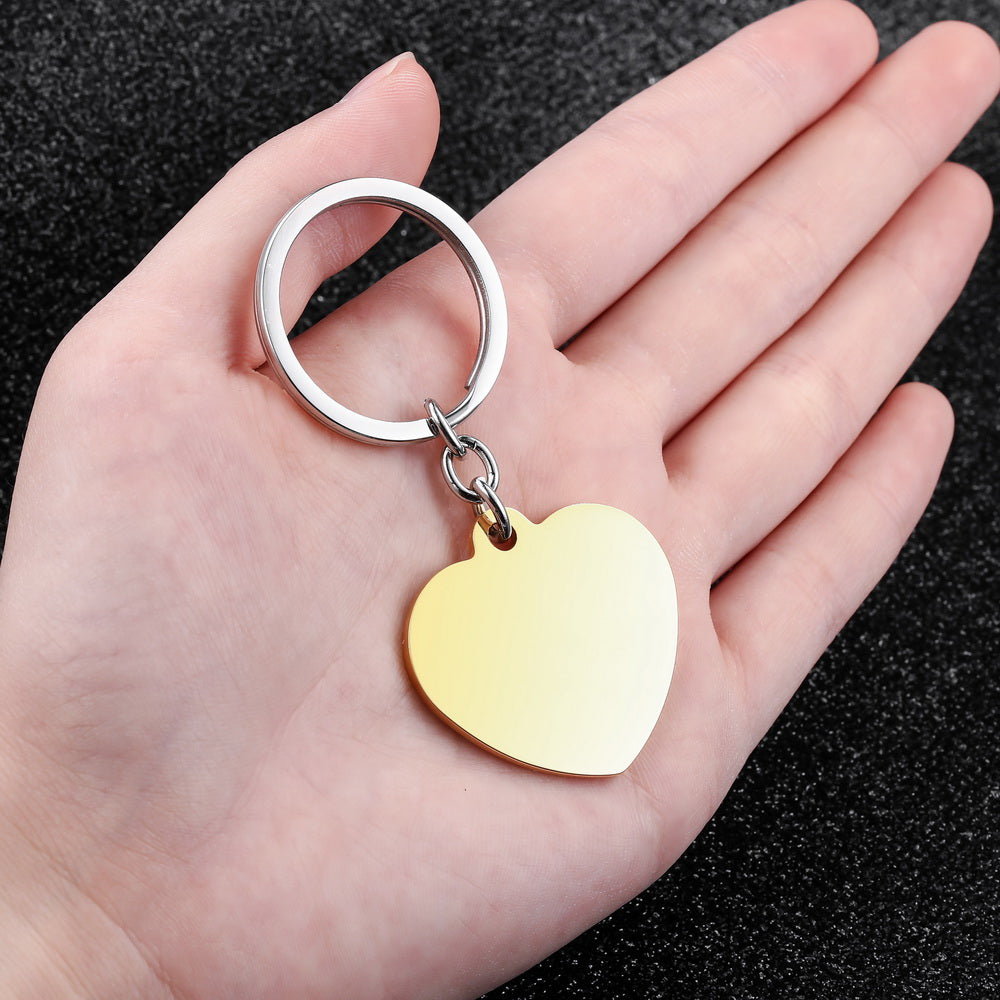 Custom Photo Heart Tag Key Chain in Stainless Steel-JUUR Personalized Jewelry