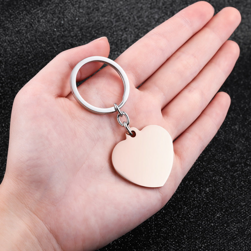 Custom Photo Heart Tag Key Chain in Stainless Steel-JUUR Personalized Jewelry