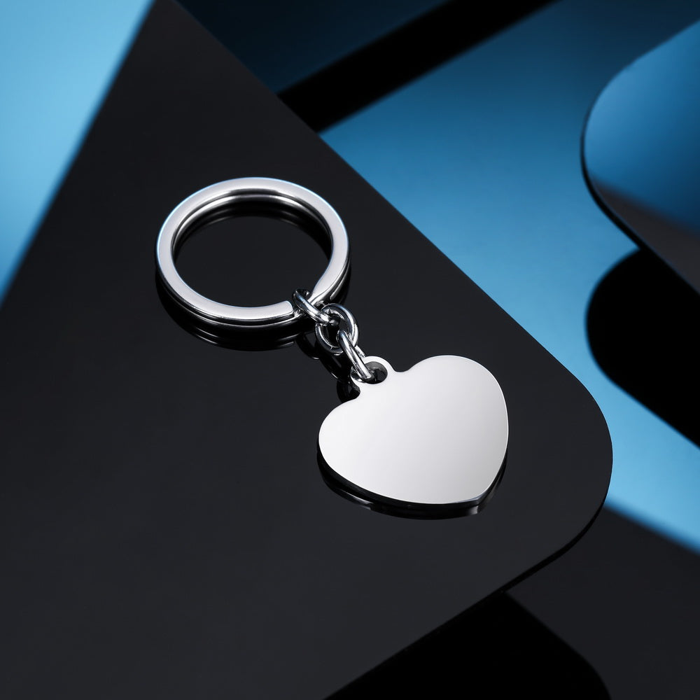 Custom Photo Heart Tag Key Chain in Stainless Steel-JUUR Personalized Jewelry