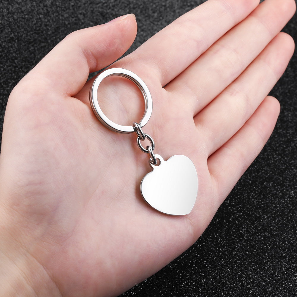 Custom Photo Heart Tag Key Chain in Stainless Steel-JUUR Personalized Jewelry