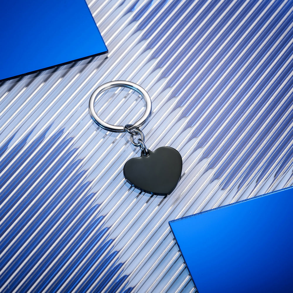 Custom Photo Heart Tag Key Chain in Stainless Steel-JUUR Personalized Jewelry