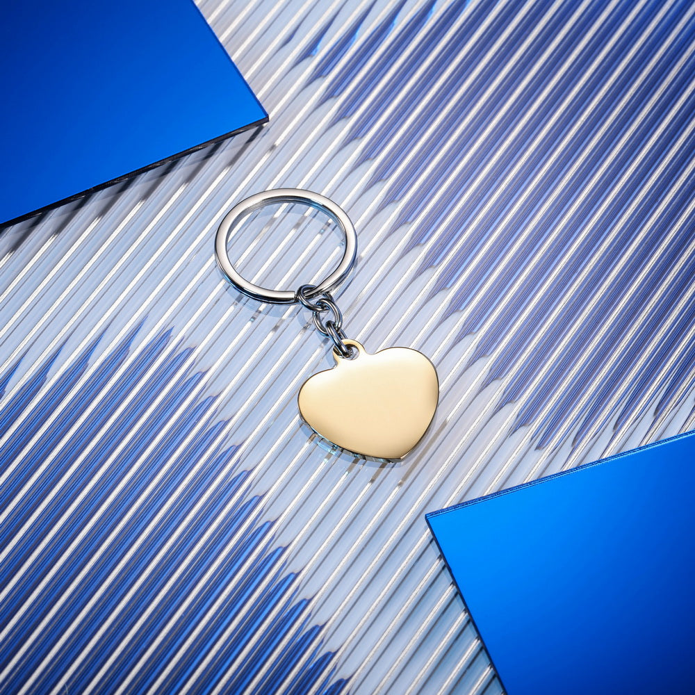 Custom Photo Heart Tag Key Chain in Stainless Steel-JUUR Personalized Jewelry