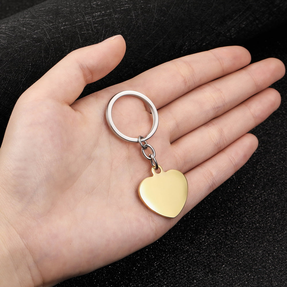 Custom Photo Heart Tag Key Chain in Stainless Steel-JUUR Personalized Jewelry