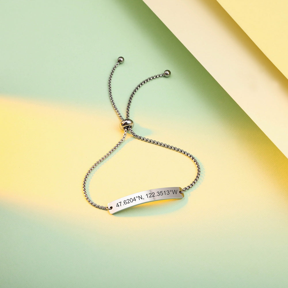 Customizable ID Bar Bracelet Adjustable Chain-JUUR Personalized Jewelry