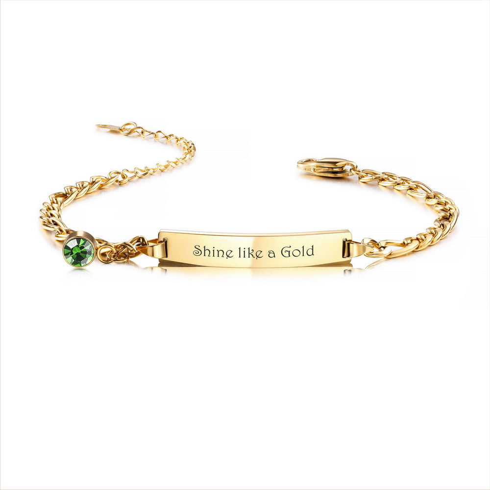 Customizable ID Bar Bracelet with Birthstone-JUUR Personalized Jewelry