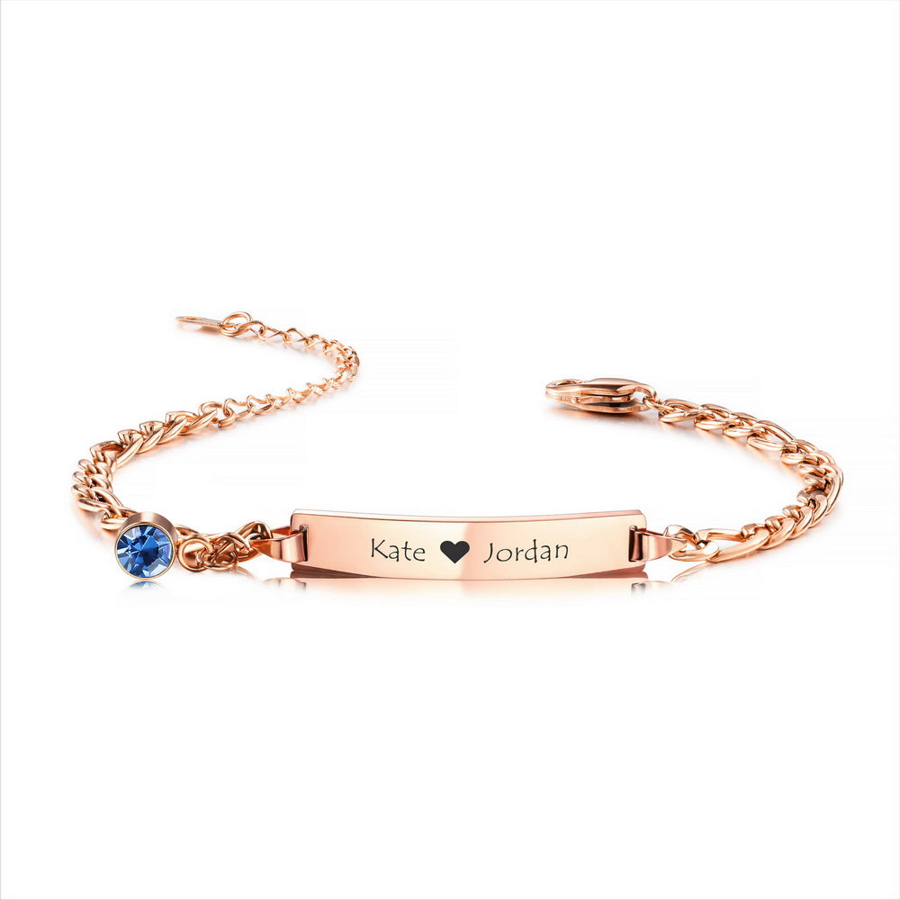 Customizable ID Bar Bracelet with Birthstone-JUUR Personalized Jewelry