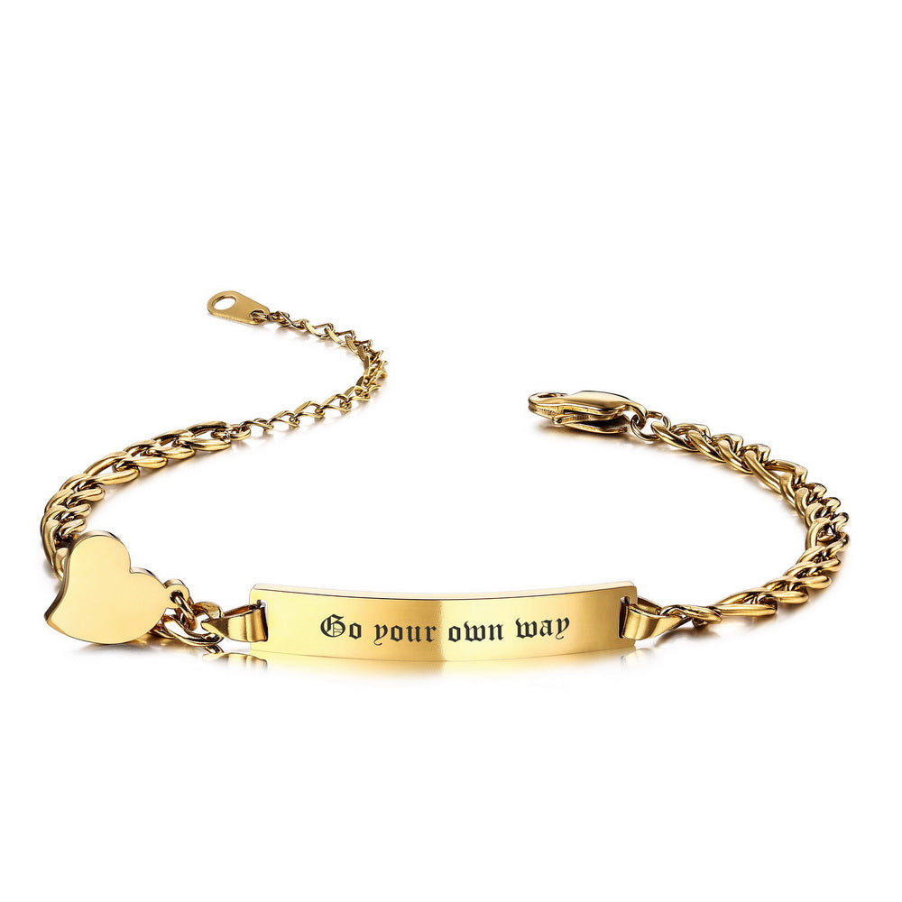 Customizable ID Bar Bracelet with Heart Charm-JUUR Personalized Jewelry