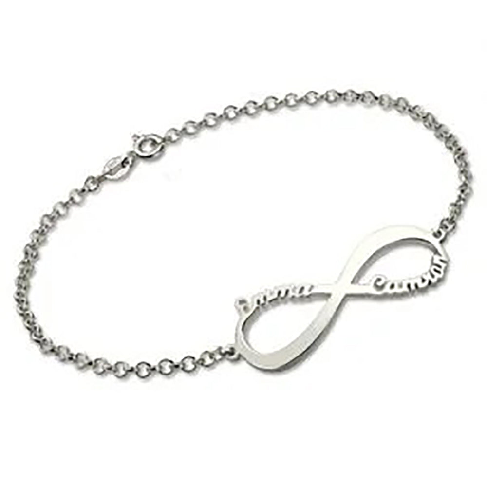 Personalized Infinity Symbol 2 Names Bracelet In 925 Sterling Silver-JUUR Personalized Jewelry