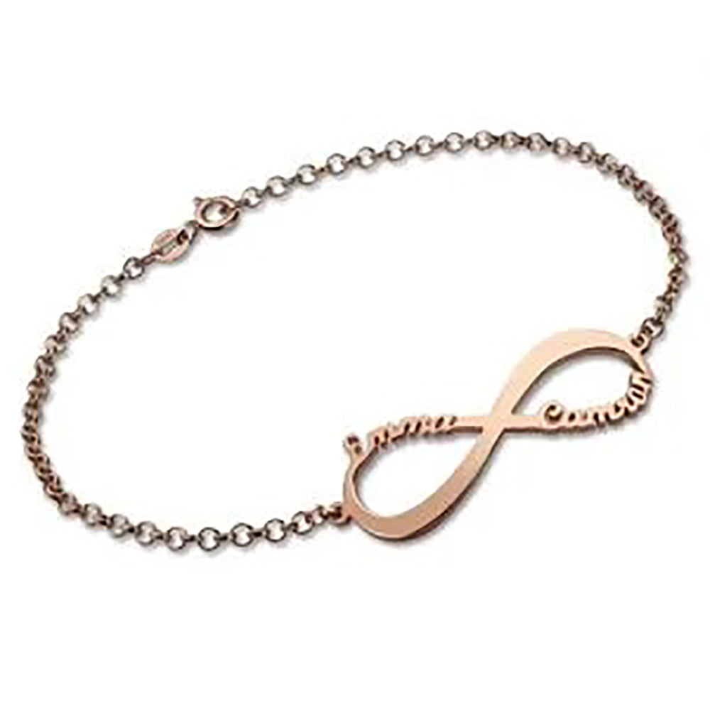 Personalized Infinity Symbol 2 Names Bracelet In 925 Sterling Silver-JUUR Personalized Jewelry