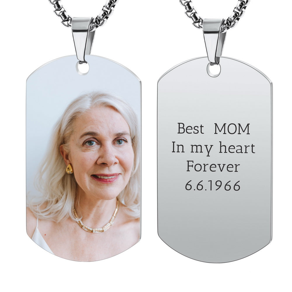 Personalized Photo Picture Dog Tag Pendant Necklace-JUUR Personalized Jewelry