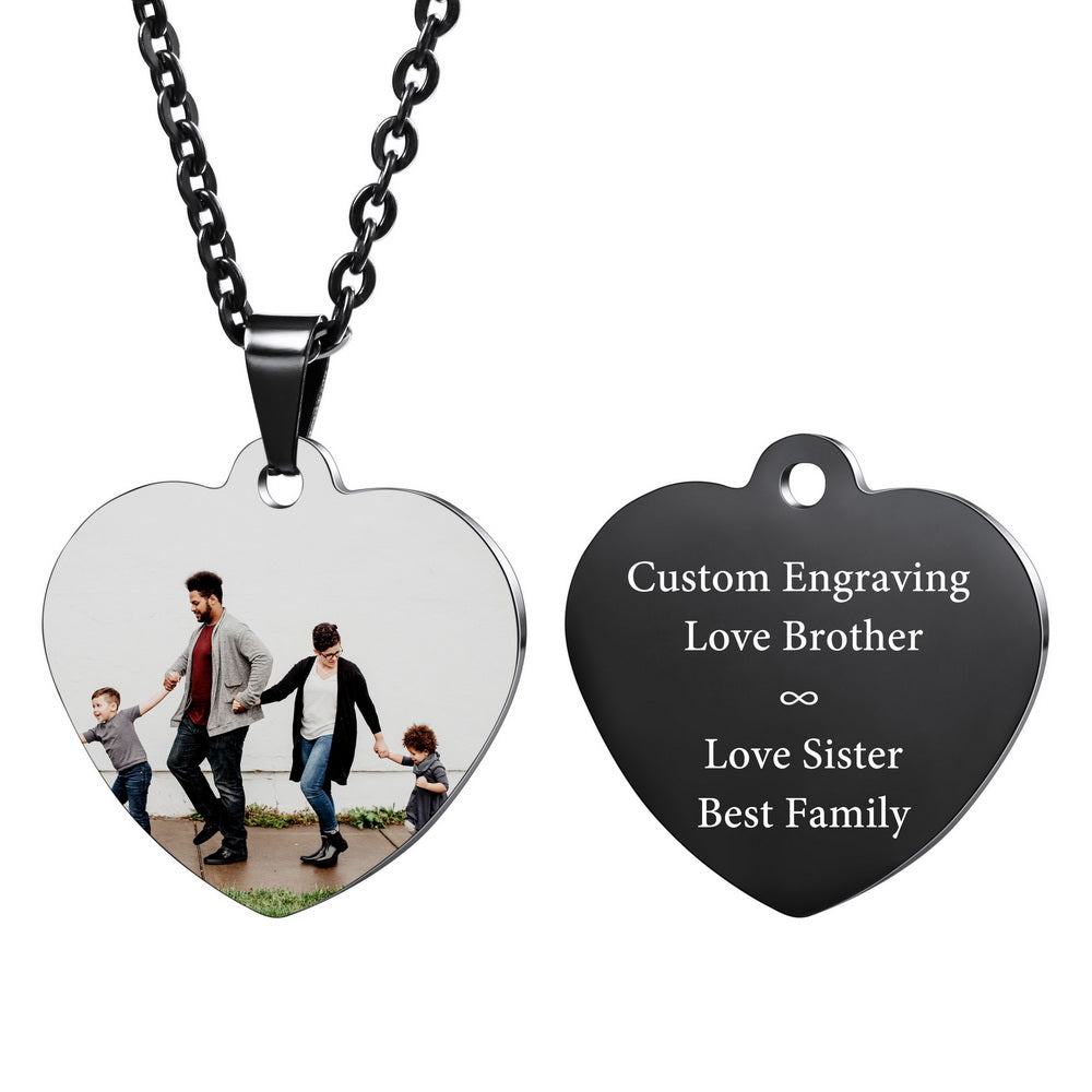 Personalized Photo Heart Pendant in Stainless Steel Lovers Jewelry-JUUR Personalized Jewelry