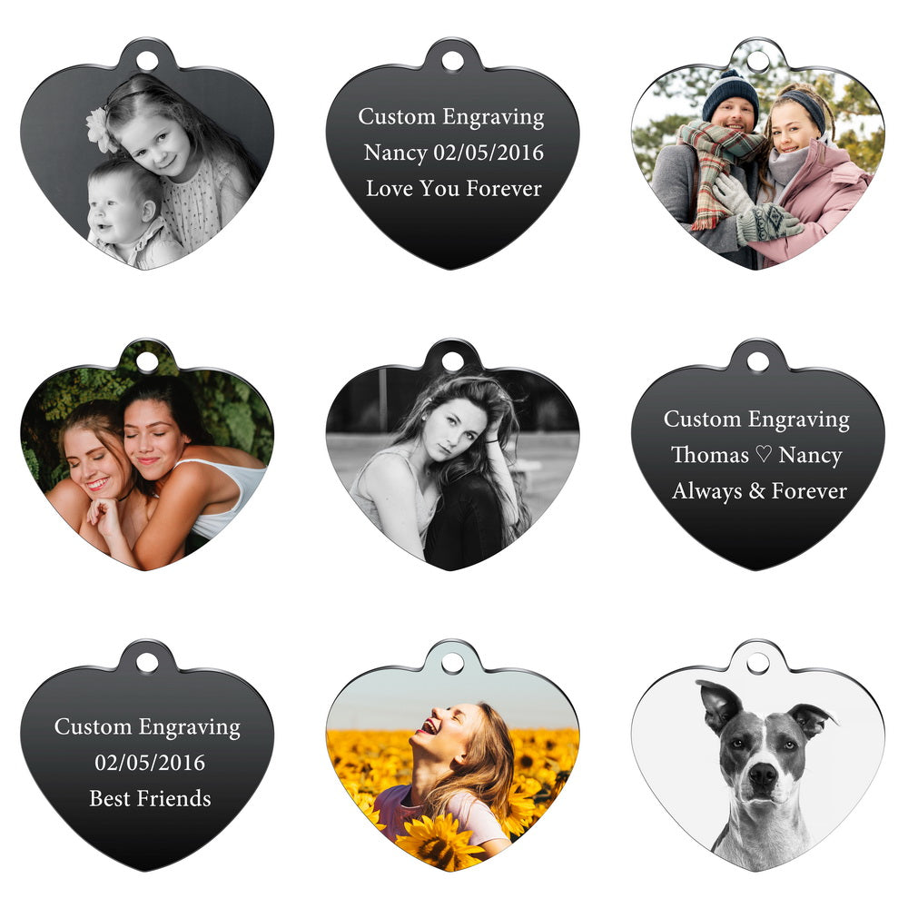 Personalized Photo Heart Pendant in Stainless Steel Lovers Jewelry-JUUR Personalized Jewelry