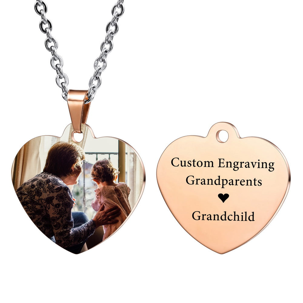 Personalized Photo Heart Pendant in Stainless Steel Lovers Jewelry-JUUR Personalized Jewelry