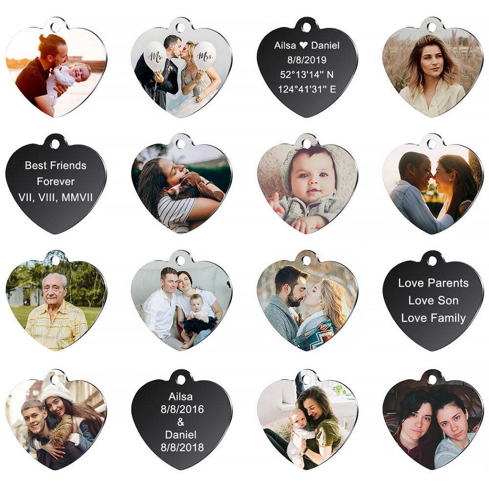 Personalized Photo Heart Pendant in Stainless Steel Lovers Jewelry-JUUR Personalized Jewelry