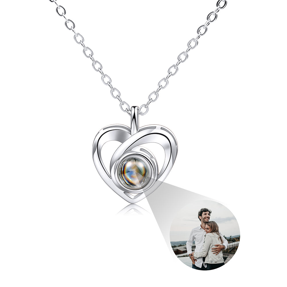 Personalized Photo Projection Necklace Custom Round Pendant Necklace with  Picture Inside Projection 925 Sterling Silver Birthday Memory Romantic  Jewelry Gifts for Women