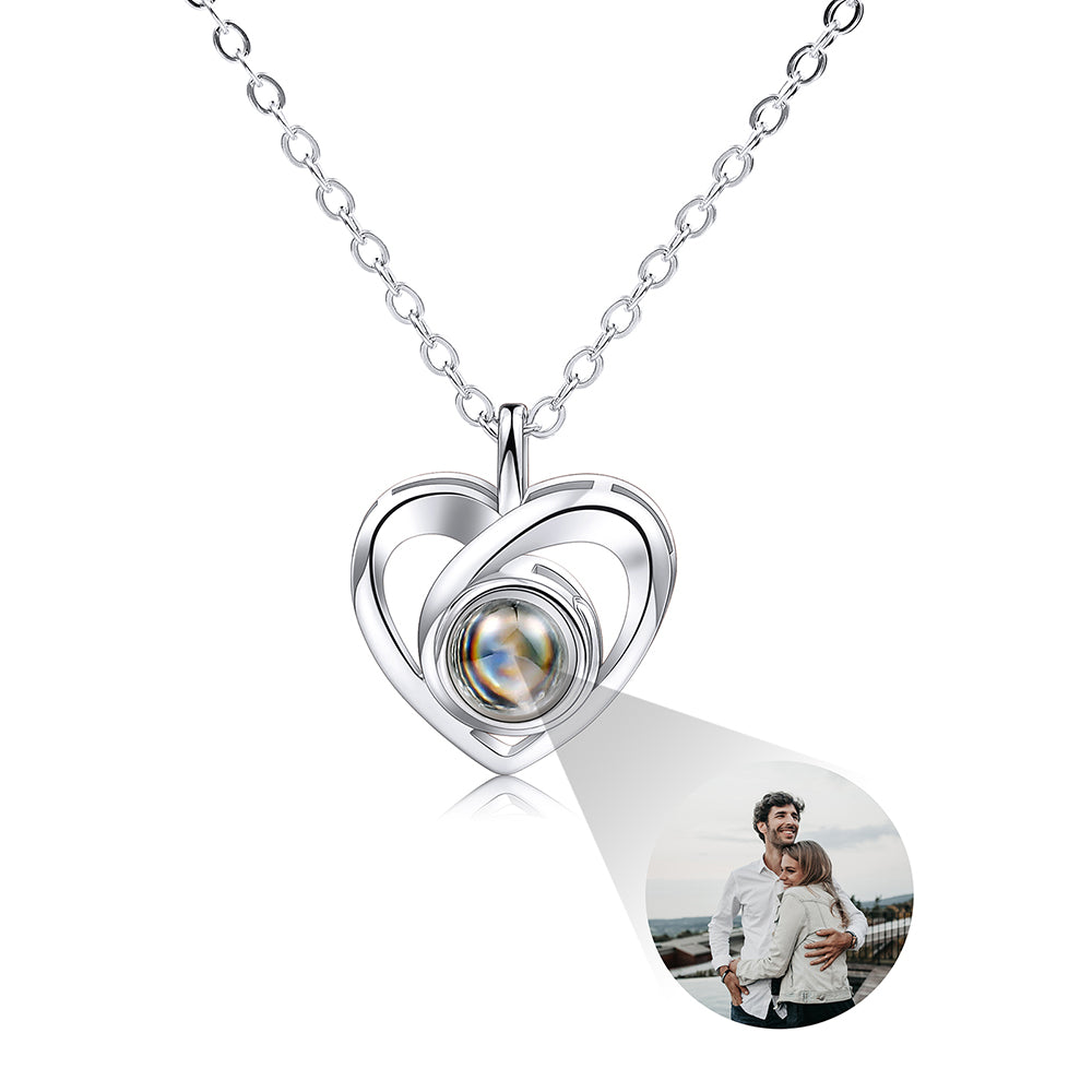 Personalized Picture Projection Pendant 925 Sterling Silver Necklace Heart-Shaped-JUUR Personalized Jewelry