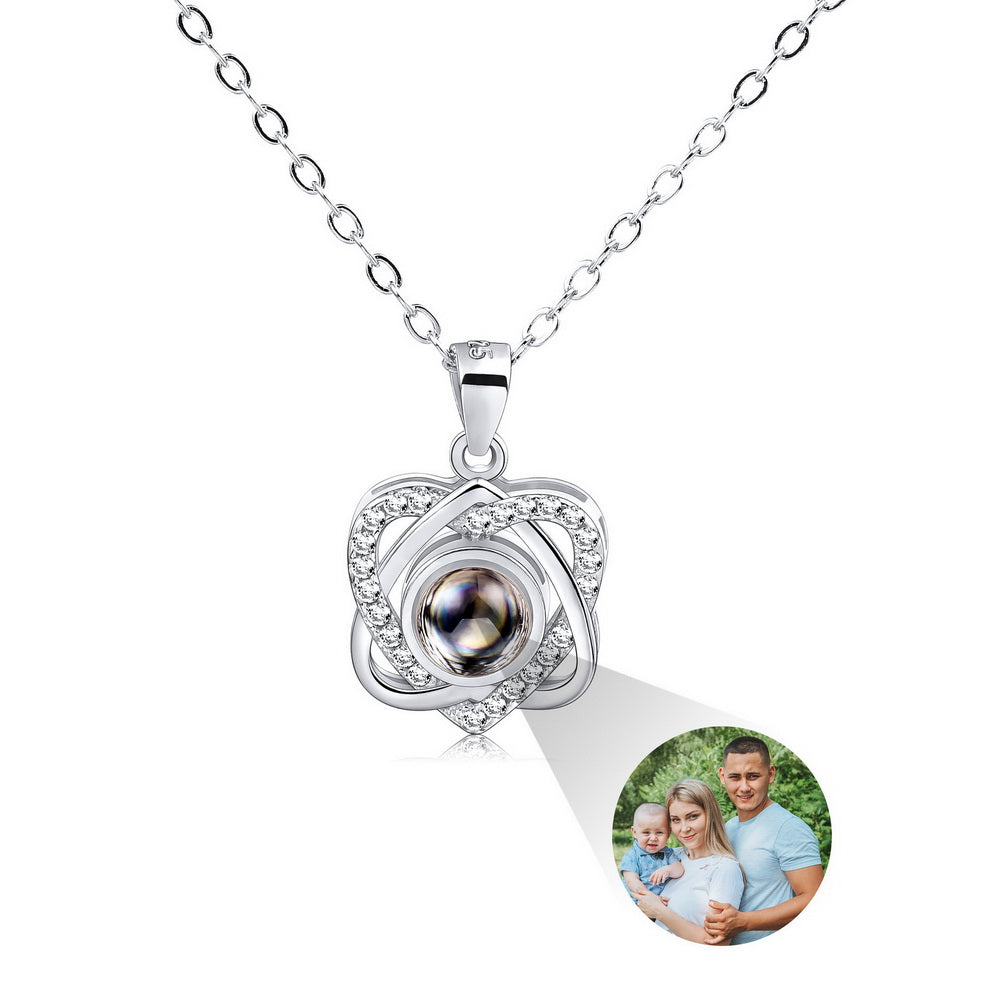 Custom Photo Projection Pendant 925 Sterling Silver Hearts Necklace-JUUR Personalized Jewelry