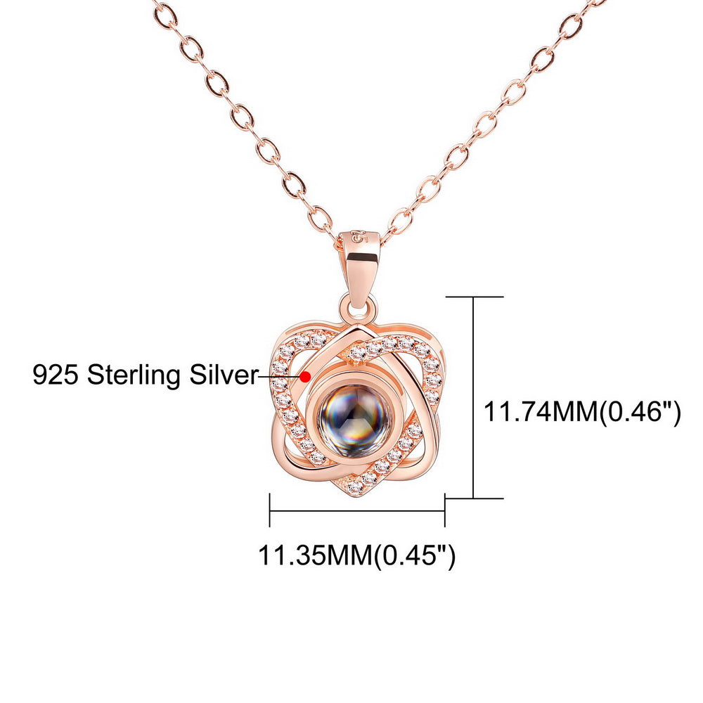 Custom Photo Projection Pendant 925 Sterling Silver Hearts Necklace-JUUR Personalized Jewelry