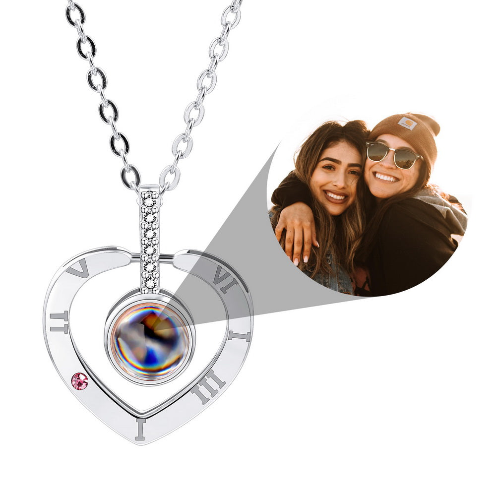 Custom Photo Projection Necklace with Picture Inside I Love You Necklace  100 Languages Personalized Heart Pendant Necklace Gift