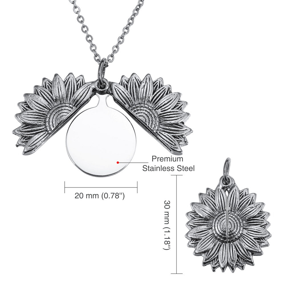 Custom Photo Sunflower Necklace Sister Mother's Gift in Stainless Steel & Alloy-JUUR Personalized Jewelry