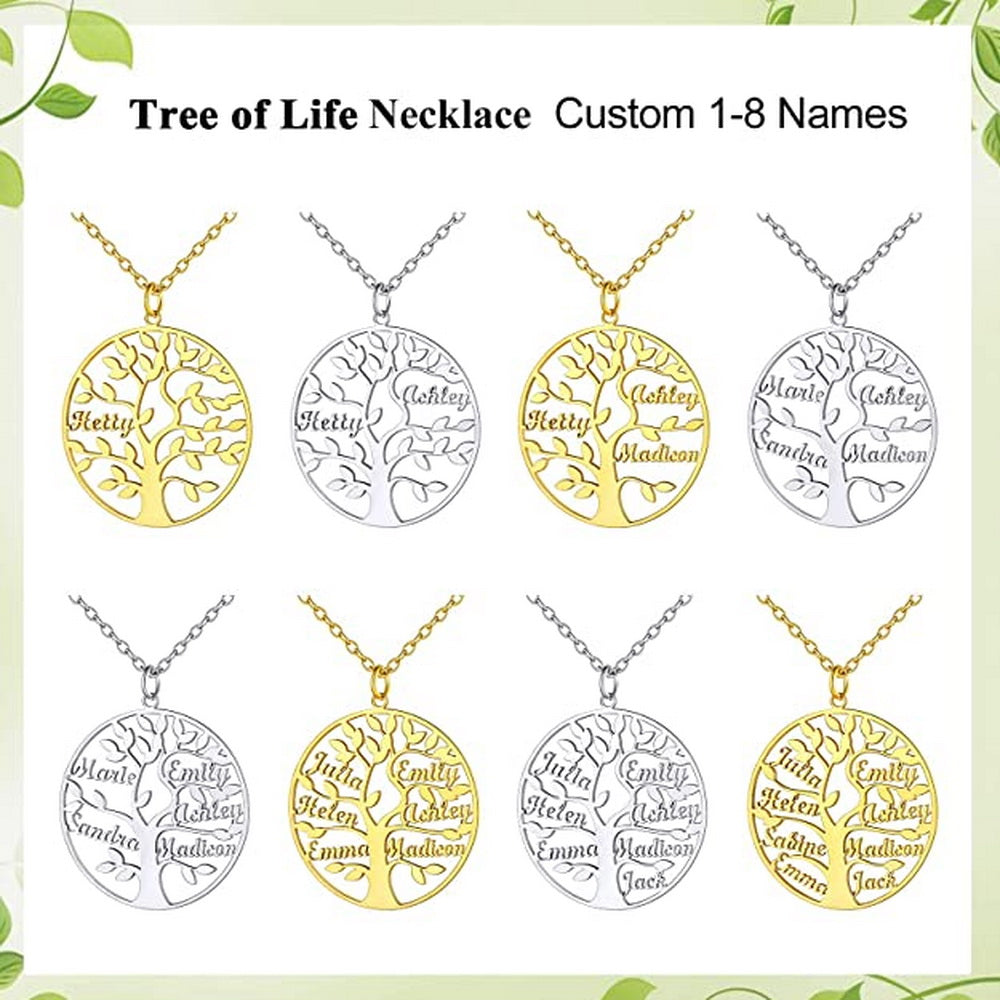 The Strongest Family - Customized Tree Necklace with Names and Birthst –  uniquegostore