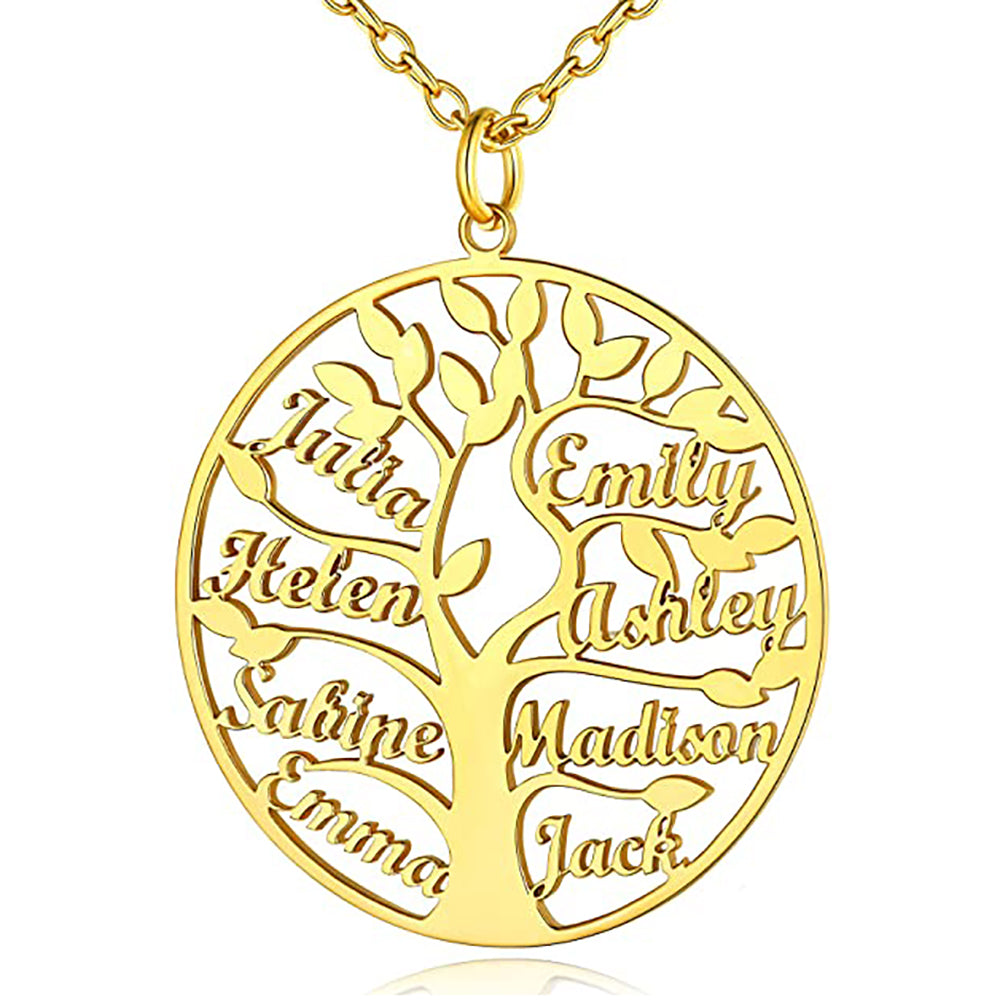 Custom Family Tree Necklace with 1-8 Names in 925 Sterling Silver-JUUR Personalized Jewelry