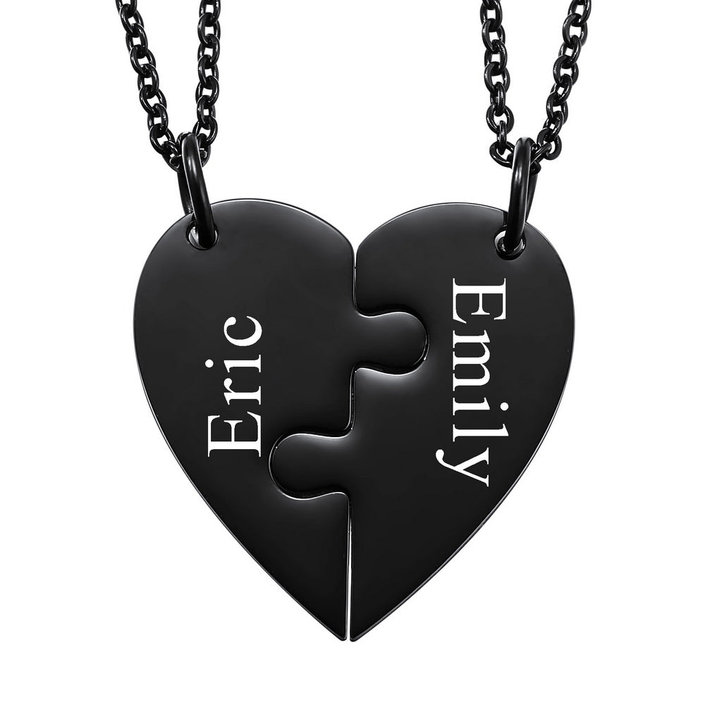 Personalized Heart Pendant Jigsaw Puzzle Necklace for 2/3/4/5 Pieces-JUUR Personalized Jewelry