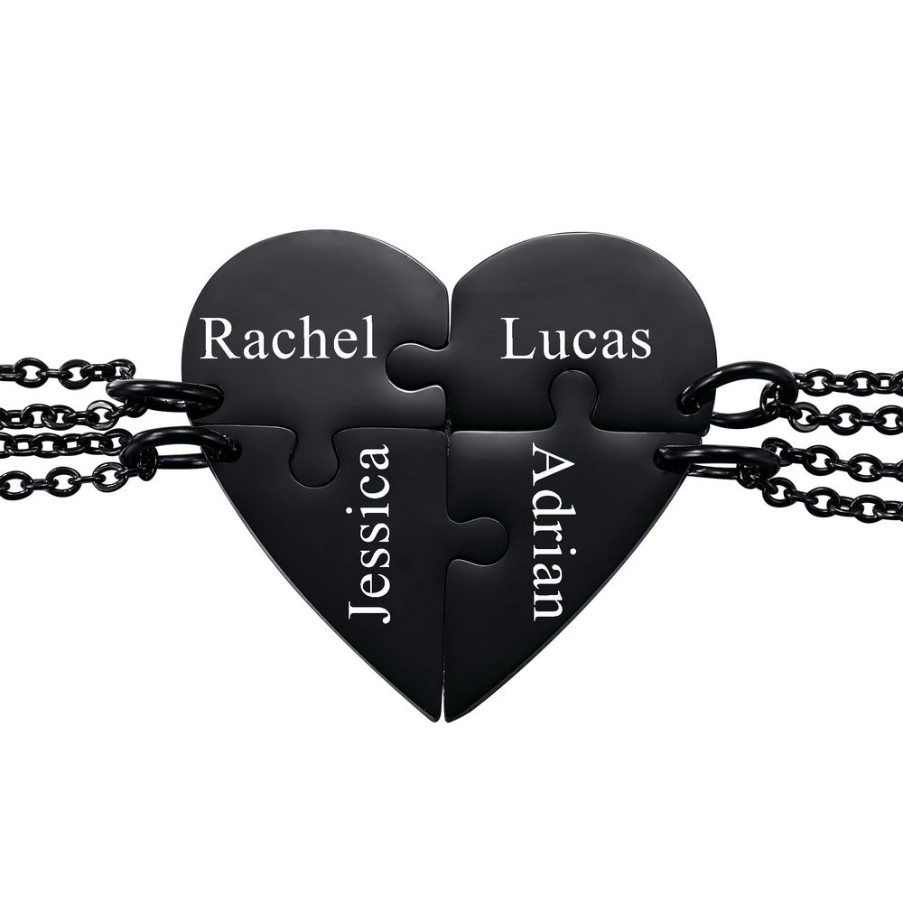 Personalized Heart Pendant Jigsaw Puzzle Necklace for 2/3/4/5 Pieces-JUUR Personalized Jewelry