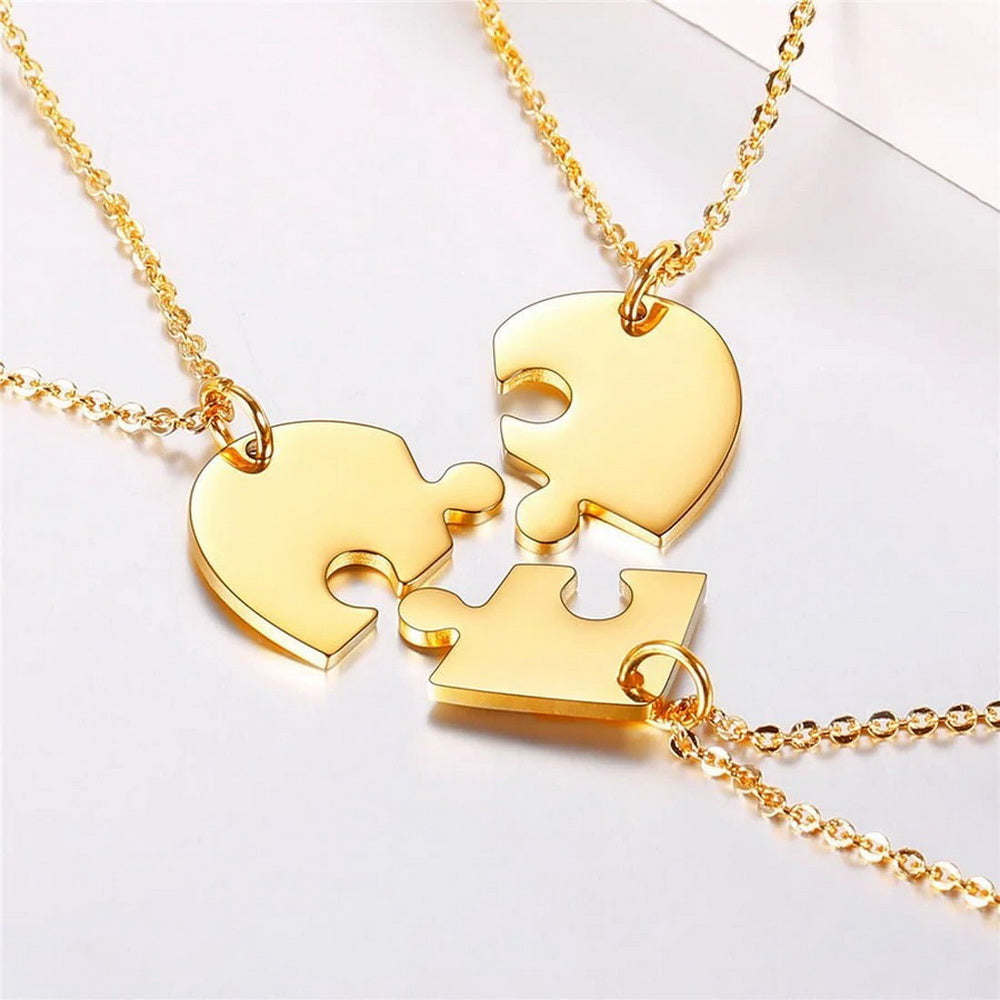 Personalized Heart Pendant Jigsaw Puzzle Necklace for 2/3/4/5 Pieces-JUUR Personalized Jewelry