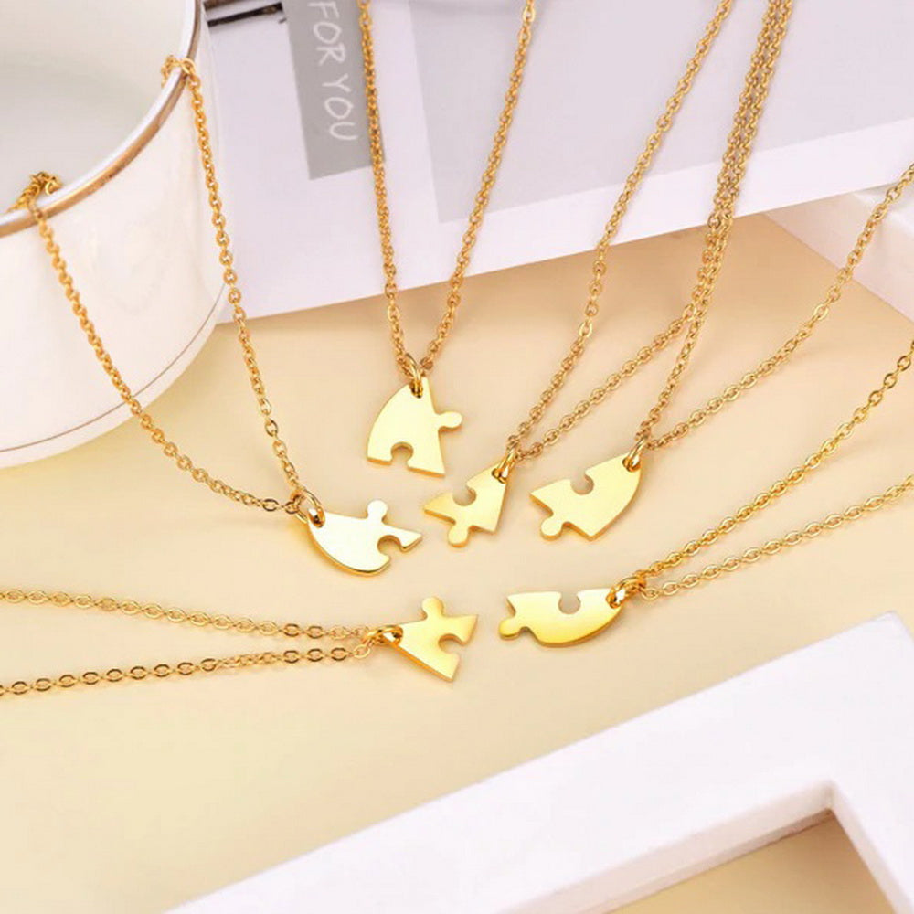 Personalized Heart Pendant Jigsaw Puzzle Necklace for 2/3/4/5 Pieces-JUUR Personalized Jewelry