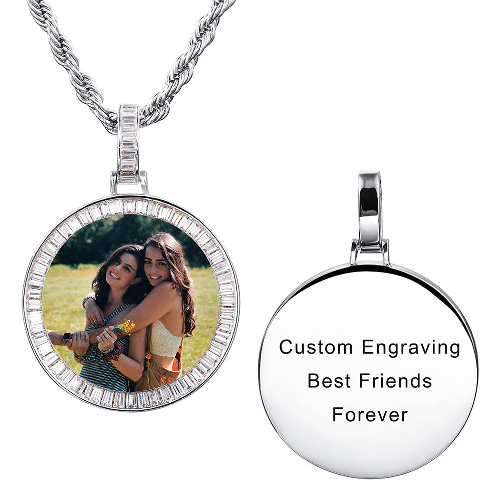 Personalized Picture Hip Hop Necklace with AAA+ Cubic Zirconia-JUUR Personalized Jewelry