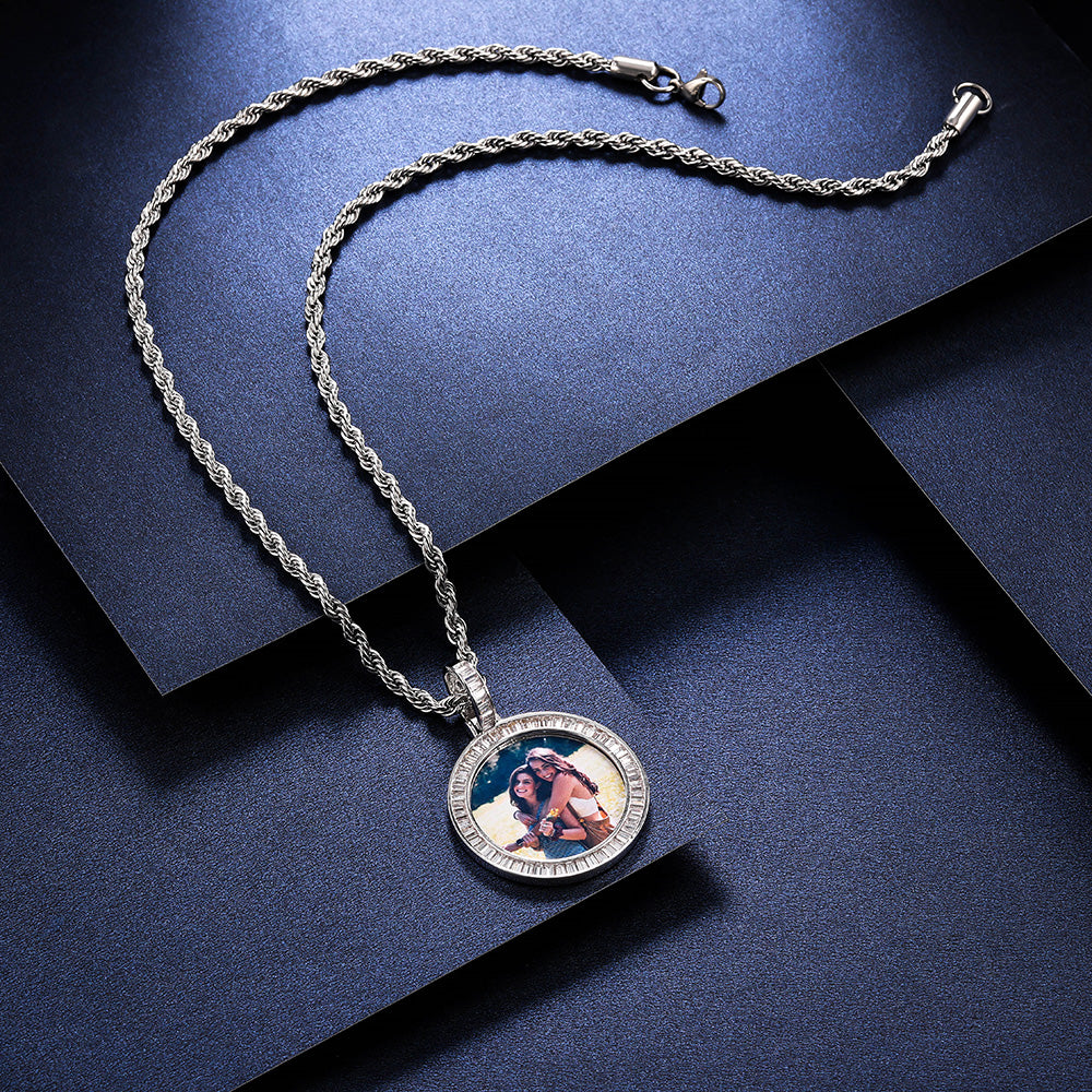 Personalized Picture Hip Hop Necklace with AAA+ Cubic Zirconia-JUUR Personalized Jewelry