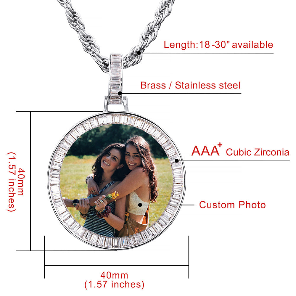 Personalized Picture Hip Hop Necklace with AAA+ Cubic Zirconia-JUUR Personalized Jewelry