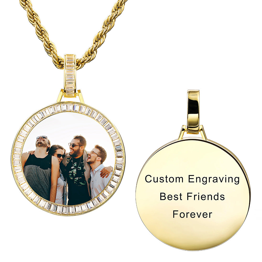 Personalized Picture Hip Hop Necklace with AAA+ Cubic Zirconia-JUUR Personalized Jewelry