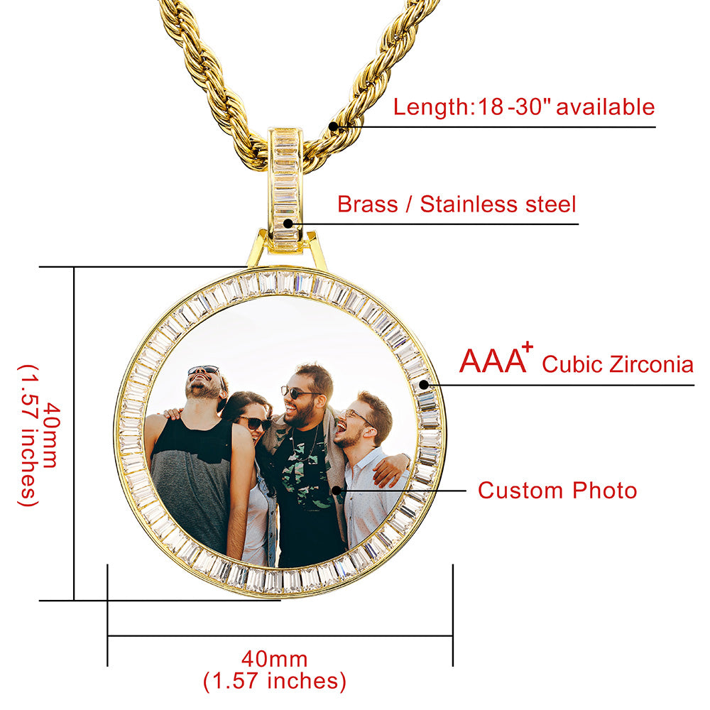 Personalized Picture Hip Hop Necklace with AAA+ Cubic Zirconia-JUUR Personalized Jewelry