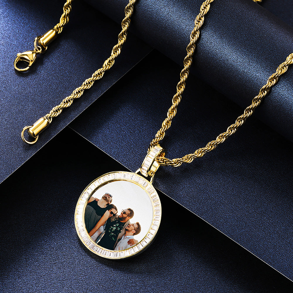 Personalized Picture Hip Hop Necklace with AAA+ Cubic Zirconia-JUUR Personalized Jewelry