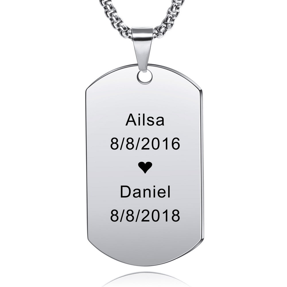 Personalized Dog Tag Necklace Custom Engraving Name Date for Men Women-JUUR Personalized Jewelry