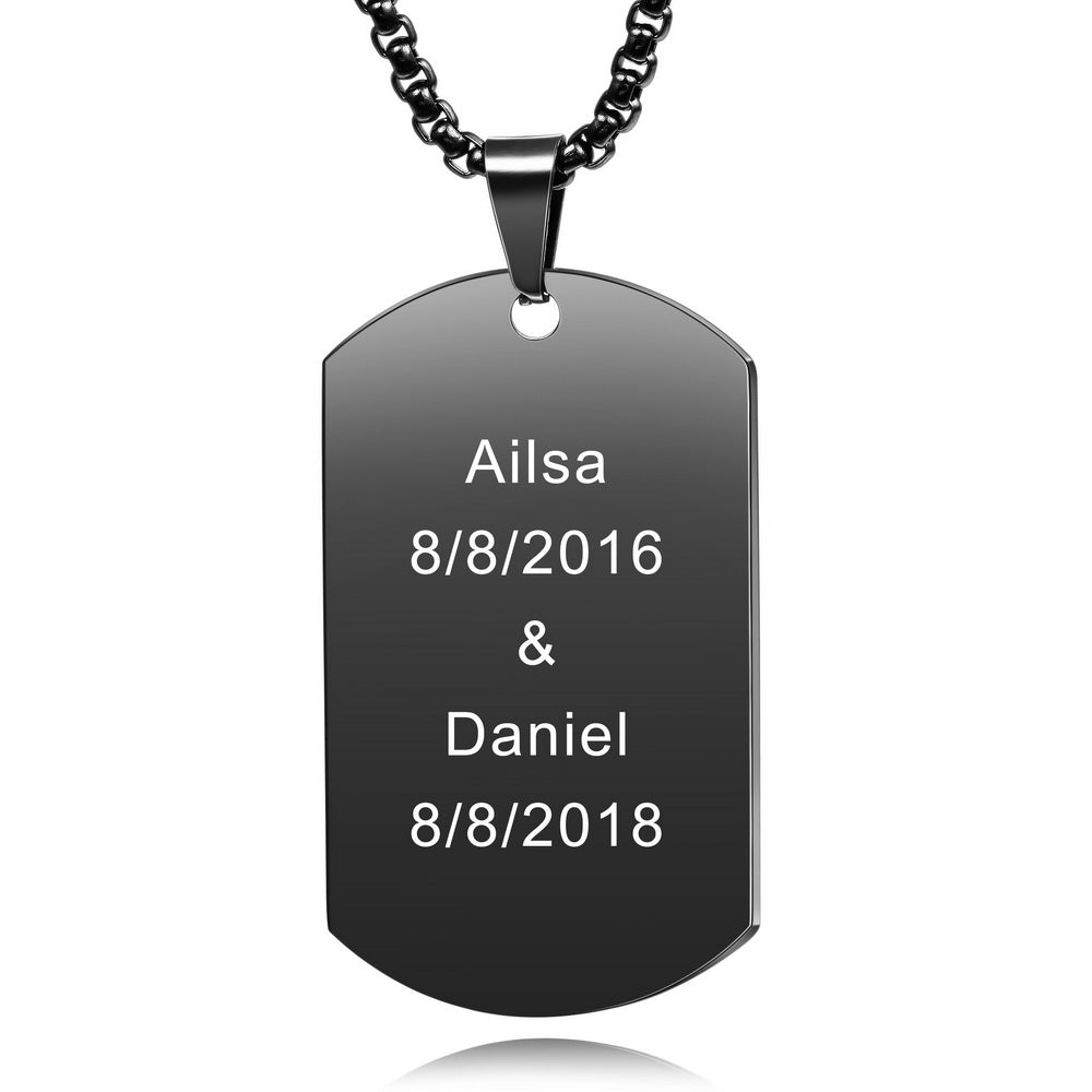 Personalized Dog Tag Necklace Custom Engraving Name Date for Men Women-JUUR Personalized Jewelry