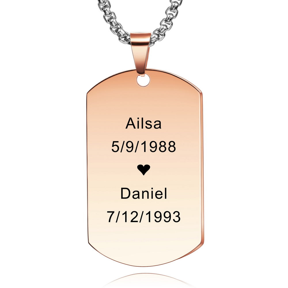 Personalized Dog Tag Necklace Custom Engraving Name Date for Men Women-JUUR Personalized Jewelry