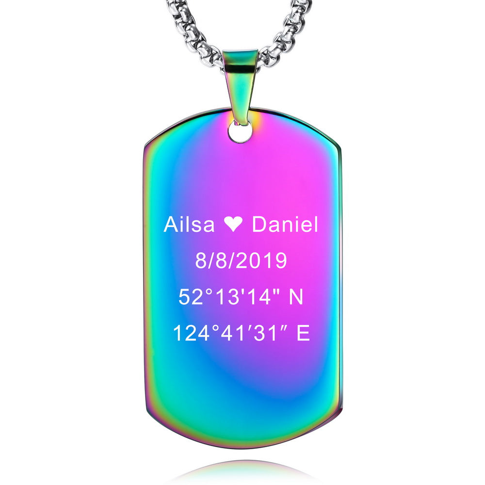 Personalized Dog Tag Necklace Custom Engraving Name Date for Men Women-JUUR Personalized Jewelry