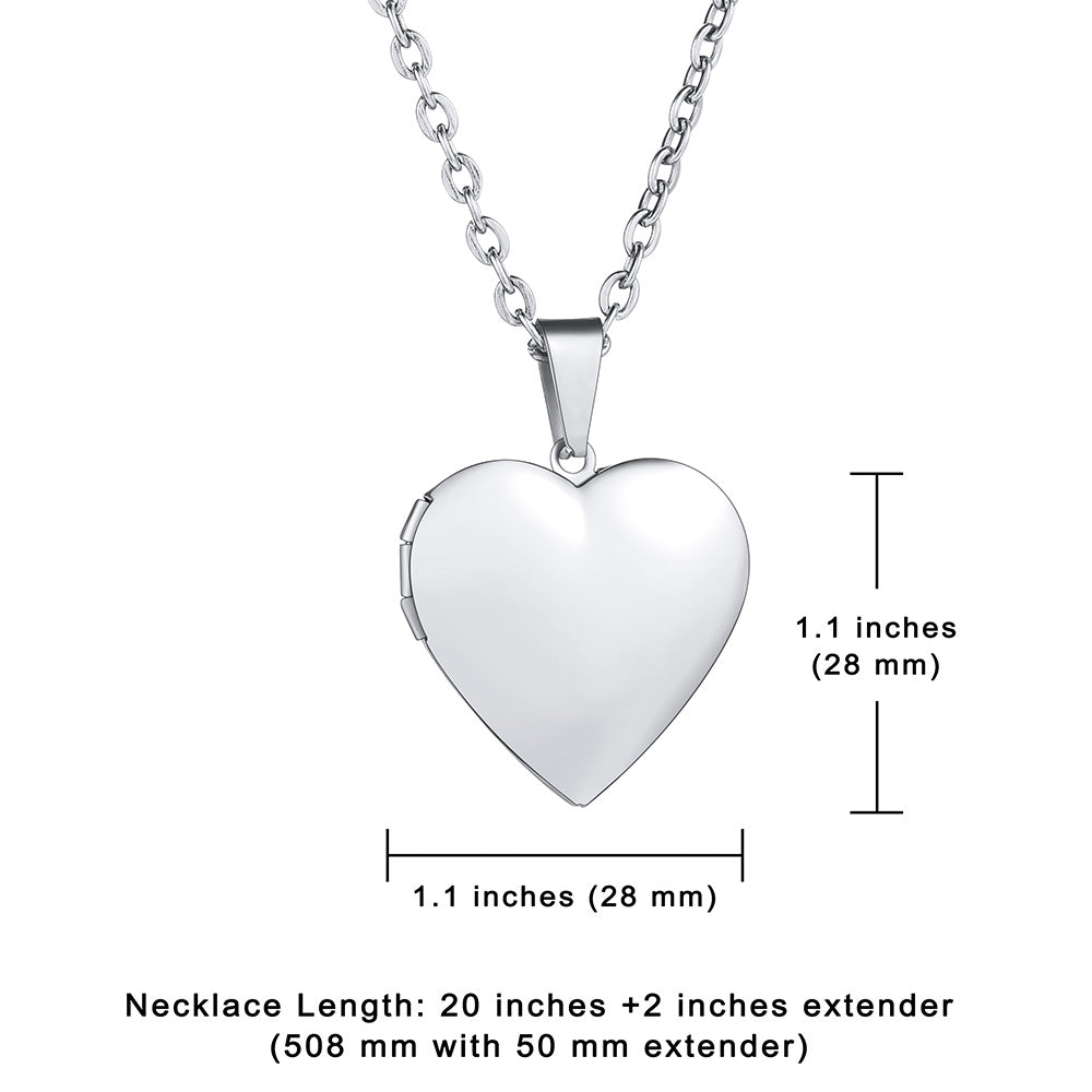 Personalized Heart Locket Polished Necklace That Holds Pictures for Women-JUUR Personalized Jewelry